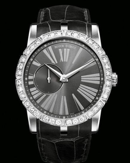 Replica Roger Dubuis Watch Excalibur 42 Automatique Joaillerie RDDBEX0347 White Gold - Diamonds - Alligator Strap